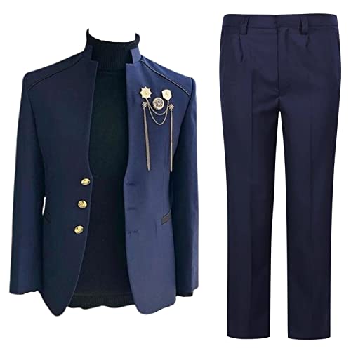 Costume homme col montant veste boutonnage unique ensemble 2 pièces uniforme homecoming formal