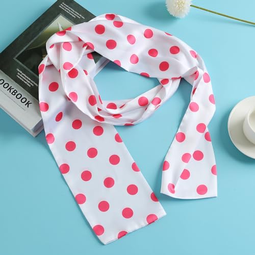 Polka Dot Pink and White Scarf for Women Fashion Neckerchief Halloween Costume Party Accessories4