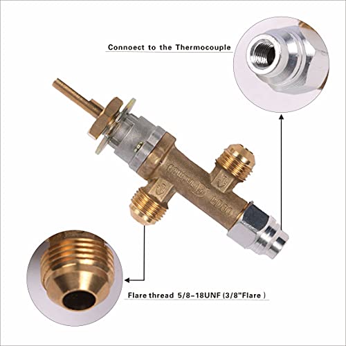 Low Pressure LPG Propane Gas Fireplace Fire Pit Flame Failure Safety Control Valve Kit with Thermocouple and Knob Switch, 3/8\" Flare Inlet & Outlet, Fits for Gas Grill, Heater, Fire Pit, Fireplace - Thumbnail 3