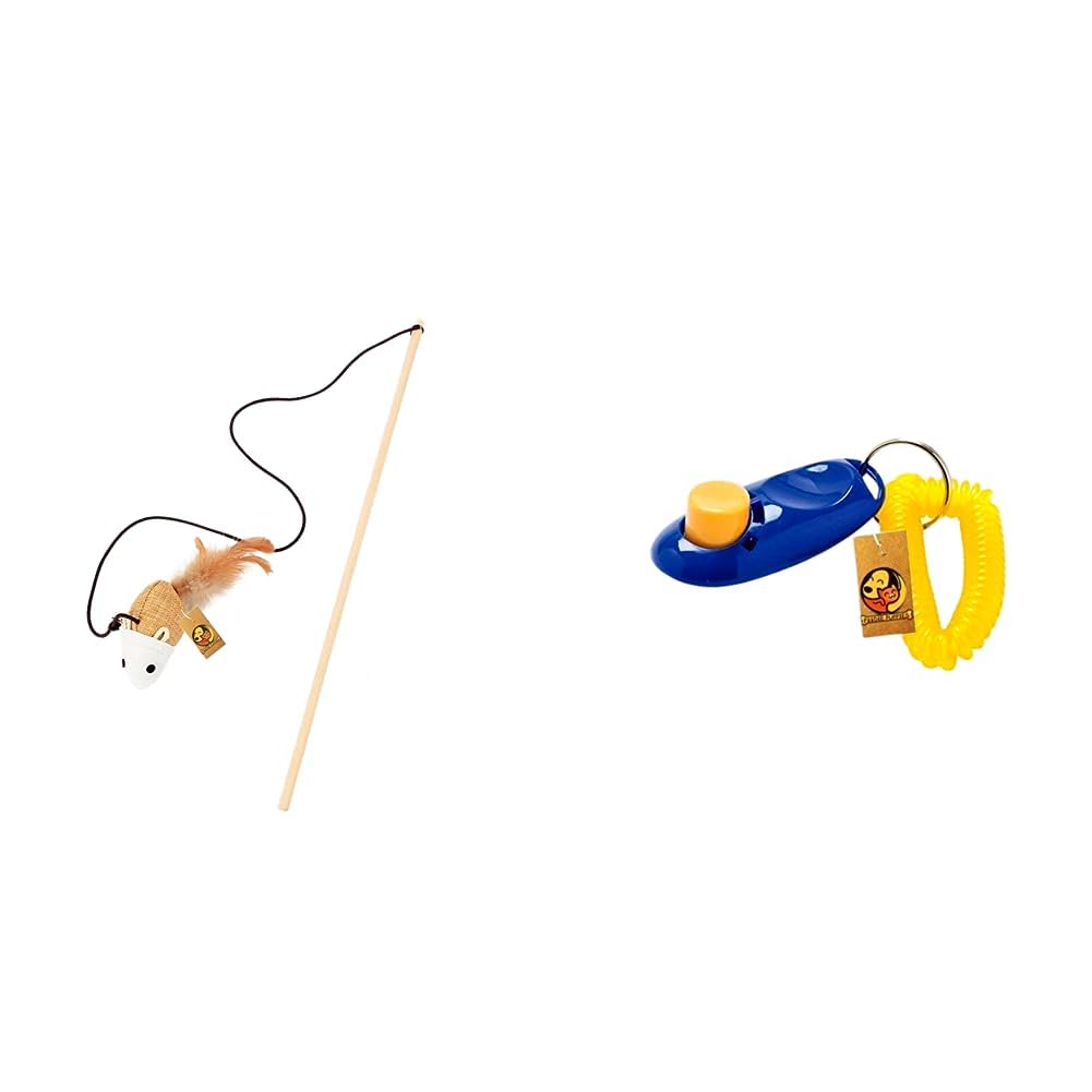 Foodie Puppies Cat Teaser Playing Stick & Feather Interactive Teasing Wand Toy with 45 cm Rod Rope 67cm & Pet Clicker with Wrist Strap with Big Button (B0CDDHX3M9) Amazon Price History, Amazon Price Tracker
