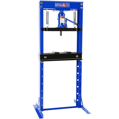 20 Ton Hydraulic Shop Press, H-Frame Garage Floor Adjustable Shop Press with Stamping Plates to Bend, Straighten, Or Press Parts, Install Bearings & U-Joints