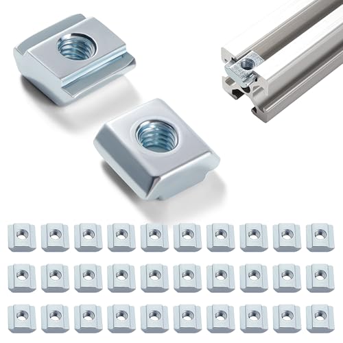 Lyeteung 30 PCS 20 Series M4 T Slot Nut, T-Track Sliding Nuts, T-Slot Hammer Head Nut, for 6 mm Slot 2020 2040 2060 Aluminum Extrusion Profile