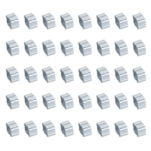 PATIKIL 40 Pack 5-7mm Double Ear Hose Clamp, Galvanized Steel O Clip Crimp Rings for Fuel Petrol Pipe Tube Fitting Connections, Silver Tone