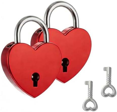 2 mini candados decorativos de corazón con llave - para taquilla,...