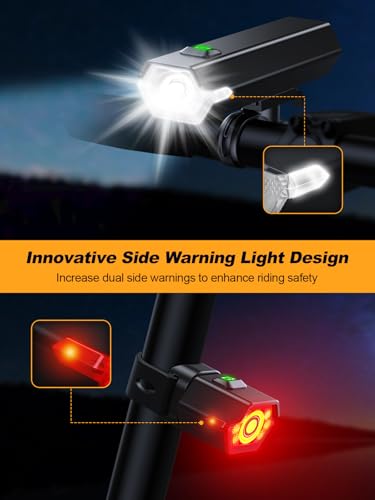 2026 New 1000 Lumen Super Bright Bike Lights with Side Light, 4+6 Modes Rechargeable Bicycle Lights Front & Rear, IP65 Waterproof Bike Headlight for Day/Night Riding Safety, Scooter Accessories - Image 3