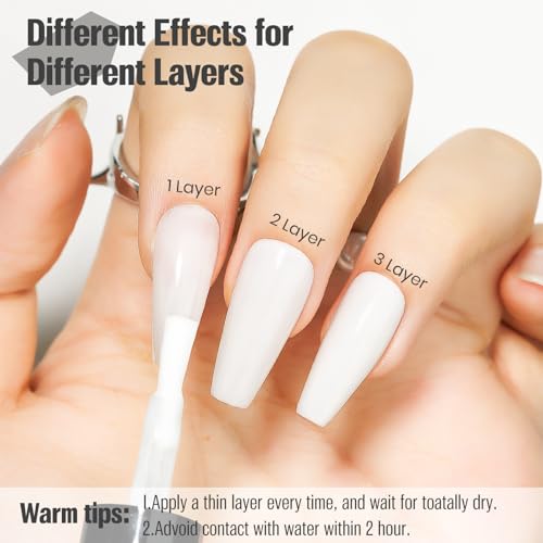 vieafenti Sheer Nail Polish Milky White 15ml, Quick Drying Nail Polish Regular Transparent Air Dry Long-Lasting Oil-Base Nails Polish Natural Vegan Manicure for Women — view 4