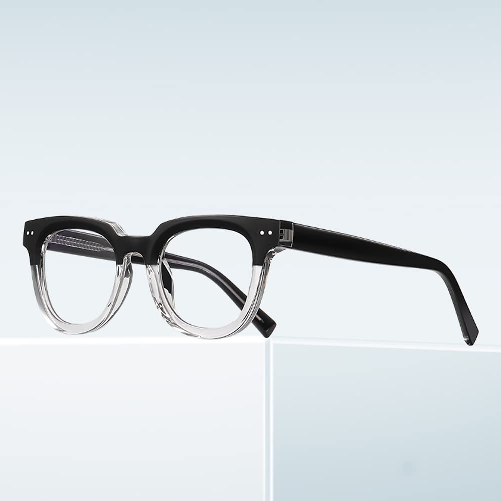 Acetat-Anti-Blaulicht-Brillengestell TR90-Brille im Retro-Korean-Stil für OL Blue-ray Blocking Leopard Black Clear Eyewears