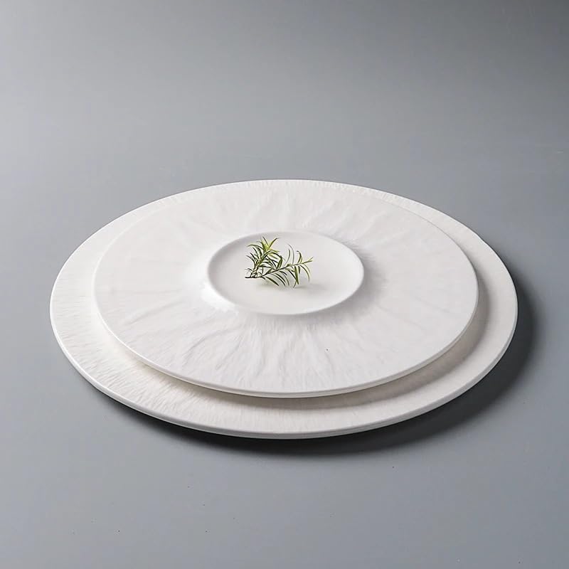 Platos de cena creativos blancos occidentales para carne, vajilla francesa, cocina para el hogar, pasta, verduras, bandeja redonda, platos apilables