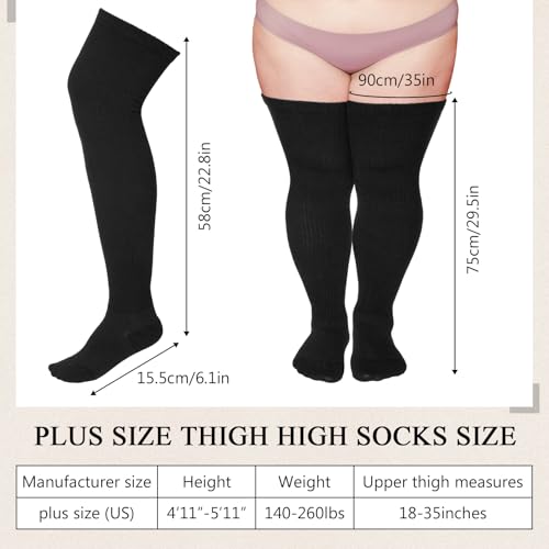 8 Pcs Plus Size Women Thigh High Socks for Thick Thighs Extra Long Striped Thick Knitted over Knee Leg Warmer2