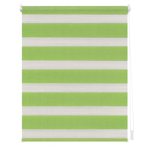 Double Roller Blind 65x80cm(WidthxHigh), No Drilling, Dual Layer Fabric Zebra Blinds, Child Safe Easy Fit with Clamp Fix, for Bedroom Living Room Office, Green