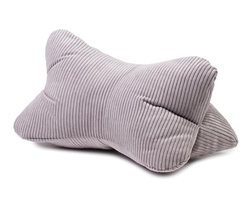 Gözze - Leseknochen Capri Nackenkissen in Feincord-Optik Lese- und Relaxkissen für Nacken und Rücken 40 x 25 cm - Silber