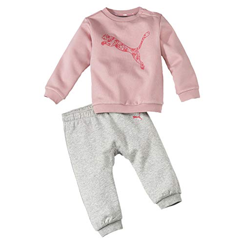 PUMA Girls Jog Suit Infant Minicats Baby Sweat Suit Top Pants Set Pink Grey 580305 14 New (18 Months)