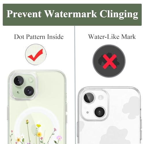 Unov Case Compatible with iPhone 13 Mini iPhone 12 Mini Case Magnetic Clear with Design Compatible with MagSafe Slim Protective Soft TPU Bumper with Hard PC Back Embossed Pattern (Flower Bouquet) - image 8
