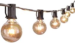 Outdoor String Lights 25 Feet G40 Globe Patio Lights with 27 Edison Glass Bulbs(2 Spare), Waterproof Connectable Hanging Light for Backyard Porch Balcony Party Decor, E12 Socket Base,Black