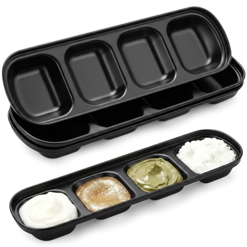 Image of 4 Pcs Esthetician Bowls Face Mask Tray Esthetician Supplies Stainless Steel Compartment Serving Tray Women Skincare Products Facial Bowl for Spa Salon Aesthetician Beauty, Nail Art (Black,Large)