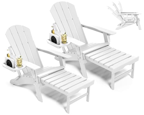 Adjustable Adirondack Chair Set with Ottoman & Cup Holder