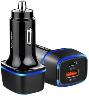 شاحن سيارة RQ02 شحن سريع ويدعم تقنية توصيل الطاقة بقدرة 38 وات من ريتشي، أسود