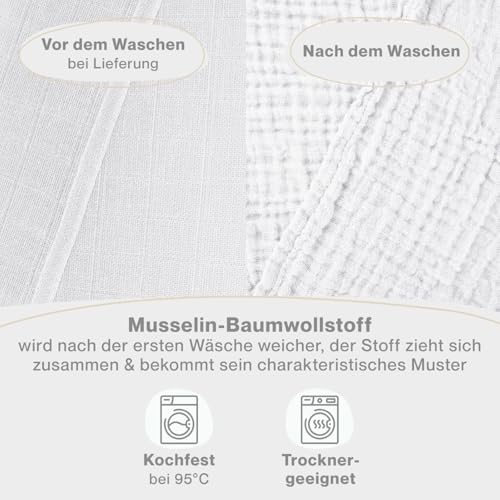 Laleni Spucktücher Baby im 10er Set aus Reiner Baumwolle - schadstofffreie Mulltücher weich 70x70 - saugstarke Mussellintücher Baby - Musselin Tuch als Mullwindel - waschbare Mulltücher - Weiß 2
