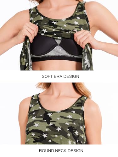 Image of Rosyline Tank Top for Women with Built in Bra Flowy Swing Undershirt Tank Tops S-4XL