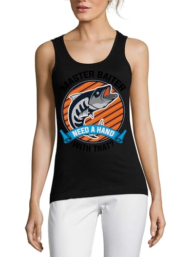 Débardeur de pêche humour Master Baiter en coton noir pour femme
