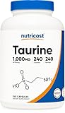Nutricost Taurine 1000mg Capsules Supplement, 240 Capsules Per Bottle, Non-GMO & Gluten Free