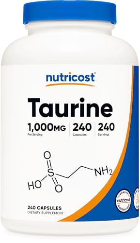 Nutricost Taurine 1000mg Capsules Supplement, 240 Capsules Per Bottle