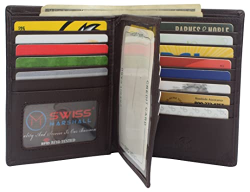 Marshal Bifold Genuine Leather Rfid Blocking Wallet For Men Card Slots, 2 Bill Compartments, Id Windows, Money, (Cn Brown) #TOP1