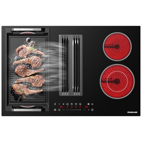 Comparison: Best Downdraft Ventilation For Induction Cooktop 5 GASLAND Electric Downdraft Cooktop 31.5 Inch(80cm), 4 Burners Glass Radiant Stovetop 220V, 3-speed Max. 330 CFM Downdraft Exhaust