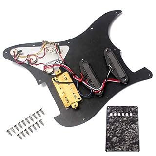 Alnicov Pickguard pour guitare électrique 3 couches SSH chargé par Humbucker pré-câblé pour guitare, noir nacré - Les Beatles, Paul McCartney, John Lennon, RIngo Starr, George Harrison Alnicov Pickguard pour guitare électrique 3 couches SSH chargé par Humbucker pré-câblé pour guitare, noir nacré – Image 4