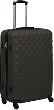 3 Piece ABS Hard Shell Suitcase Set, Anthracite Hardcase Trolley Set with Security Locks, 360 Degree Castors and Tensioning Straps, Lightweight Travel Luggage