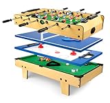 BAYAGU Multispieltisch 4 in 1 Kinder & Erwachsene – Tischkicker Billard Tischtennis Air Hockey, kompakter Spieltisch platzsparend, Stabiler MDF Tisch für Zuhause, sofort spielbereit 82 x 43,5 x 20 cm