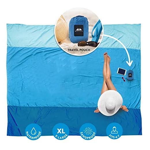 WellaX Sandfree Beach Blanket - Huge Ground Cover 9' x 10' for 7 Adults - Best Sand Proof Picnic Mat for Travel, Camping, Hiking and Music Festivals - Durable Tarp with Corner Pockets (Blue)