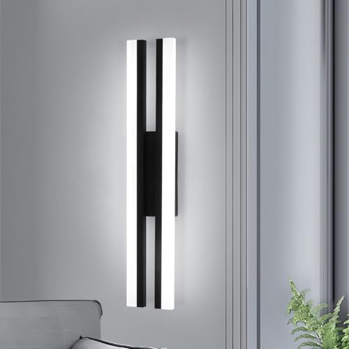 Riserva LED-vägglampa, 16W IP44 Modern spegellampa, vägglampa i aluminium, 6500K kallvit, för sovrum, vardagsrum, korridor, toalett, badrum, svart