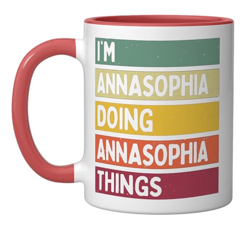 Taza personalizada cerámica divertida 11 oz rojo/blanco miniatura 1