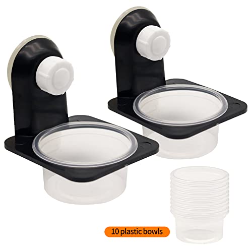 Reptile Feeding Cups Water Bowl Double Crested Gecko Feeding Ledge with 10 Pcs 0.5oz Bowls，Detachable Suction Cup Reptile Feeding Dish Feeder for Lizard Tortoise Reptile Spider Gecko (Single) - Thumbnail 6