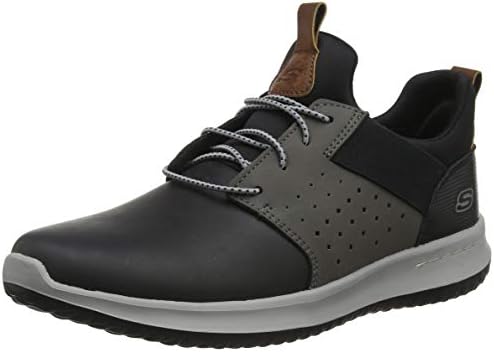 Skechers Men s DELSON Axton Sneakers Dark Brown Leather 5.5 UK Amazon Fashion