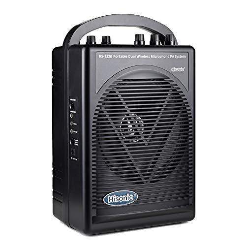 Hisonic Hs122B-Hl Rechargeable & Portable Pa (Public Address) System With Built-In Dual Uhf Wireless Microphones (1 Handheld + 1 Belt-Pack) #TOP1