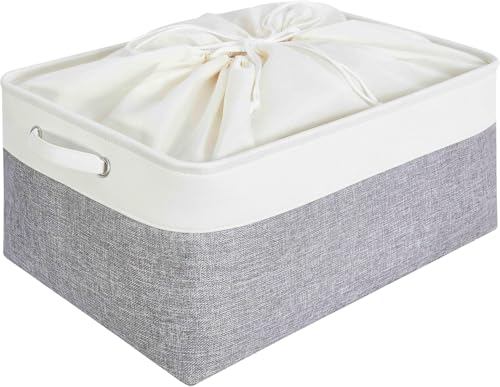 Boîtes de rangement en tissu Mangata extra large gris et blanc