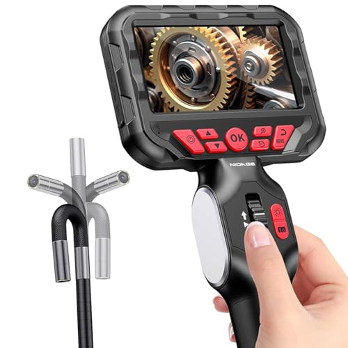 NIDAGE Two-Way Articulating Endoscope Camera with Light, Industrial Borescope with 0.24in Articulated Snake Inspection Camera, Flexible Fiber Optic Scope Cam for Automotive Aircraft Mechanics, 5.2FT