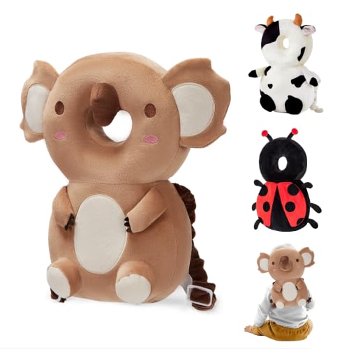 Image of Baby Head Back Protector Backpack Toddler Safety Protector Cushion Pad Soft, Adjustable and Lightweight Design for Safe Walking and Crawling Toddlers Girls and Boys(Brown Koala)