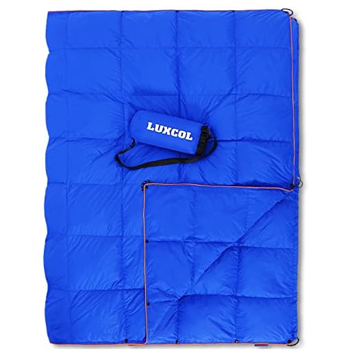 LUXCOL Down Camping Blanket- 700+ Fill Power, Warm, Lightweight, and Portable Backpacking Blanket for Outdoors, Travel, Stadium, Hammock, Car- Ripstop Nylon and Water-Resistant