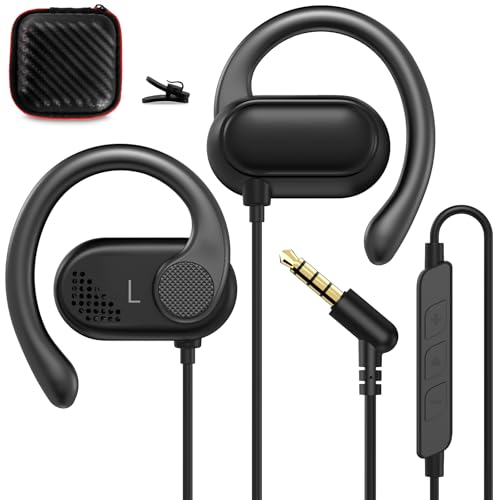 Open Ear Headphones Wired for Laptop PC, 3.5mm Earphones with Mic Over Ear Wired Earbuds with Ear...