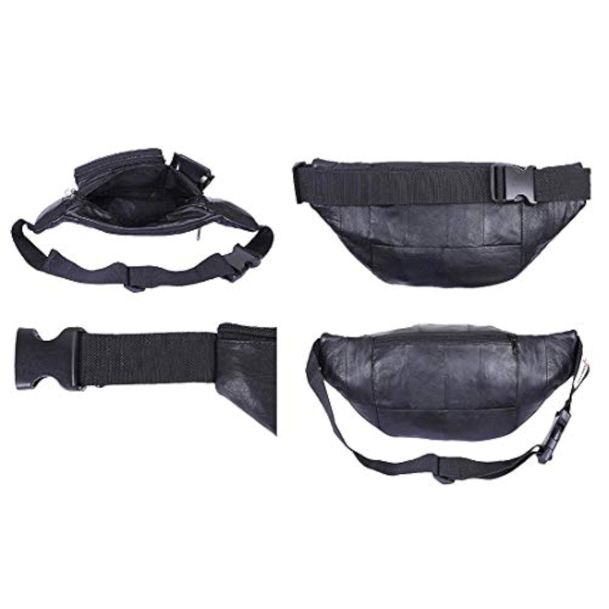 Smart Black Leather Waist Pouch, Stylish and Practical