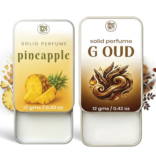 Image of Dr.Mashur Solid Perfume |pineapple&G oud Alcohol Free Wax Perfume Balm, Long Lasting | Pocket Tin 12g, Pack Of 2| Non Greasy Smooth Glide, Travel Friendly Men And Women
