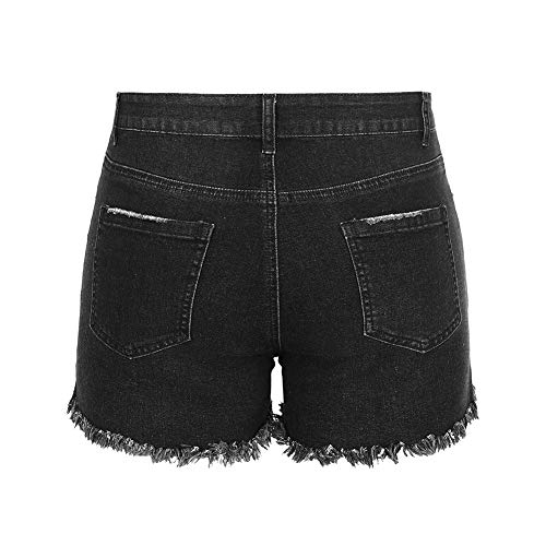 Image of THUNDER STAR Women Mid Rise Ripped Stretchy Jeans Shorts Frayed Raw Hem Casual Denim Shorts