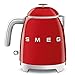 SMEG Mini 50's Retro Style 3 Cup Electric Kettle with Double Wall Anti Slip Base and Water Level Indicator (Red)