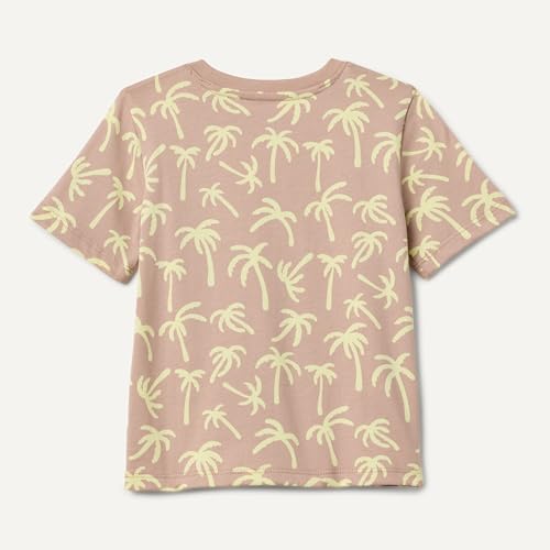 Amazon Essentials Camisetas de Manga Corta Niño, Marrón Seta Palmeras, 6-7 años