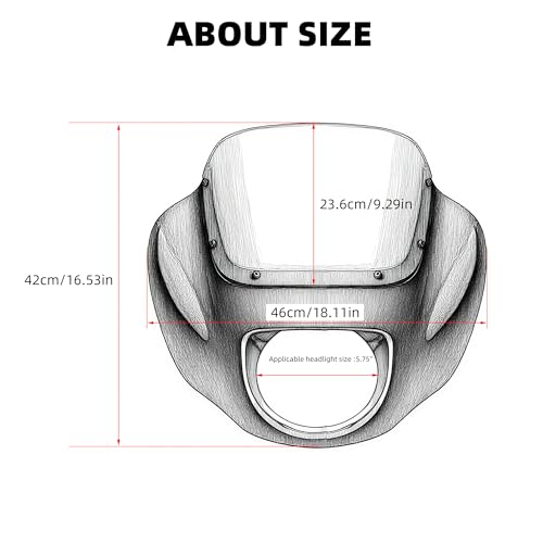 Image of FATECIM Headlight Quarter Fairing with 9 inch Smoke Windshield & Bracket Mount For Harley 2018-2020 2025 Street Bob FXBB, 2021-2024 Street Bob 114 FXBBS, 2020-2024 Softail Standard FXST