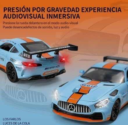 Image of Happy Hues Die-Cast Metal Toy Car 1:32 Scale - Premium Racing Model with Opening Doors & Durable Alloy Body, Best Collectible Gift for Kids (Blue)