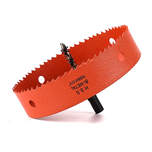 Image of Dribotway 160mm 6-2/7'' Hole Saw, Bi-Metal Hole Saw Drill Bit High Speed Steel, Cutting Circular Holes, for Wood and Metal, Can Easily Drill Wood, Plastic, Plywood, Thin Metal